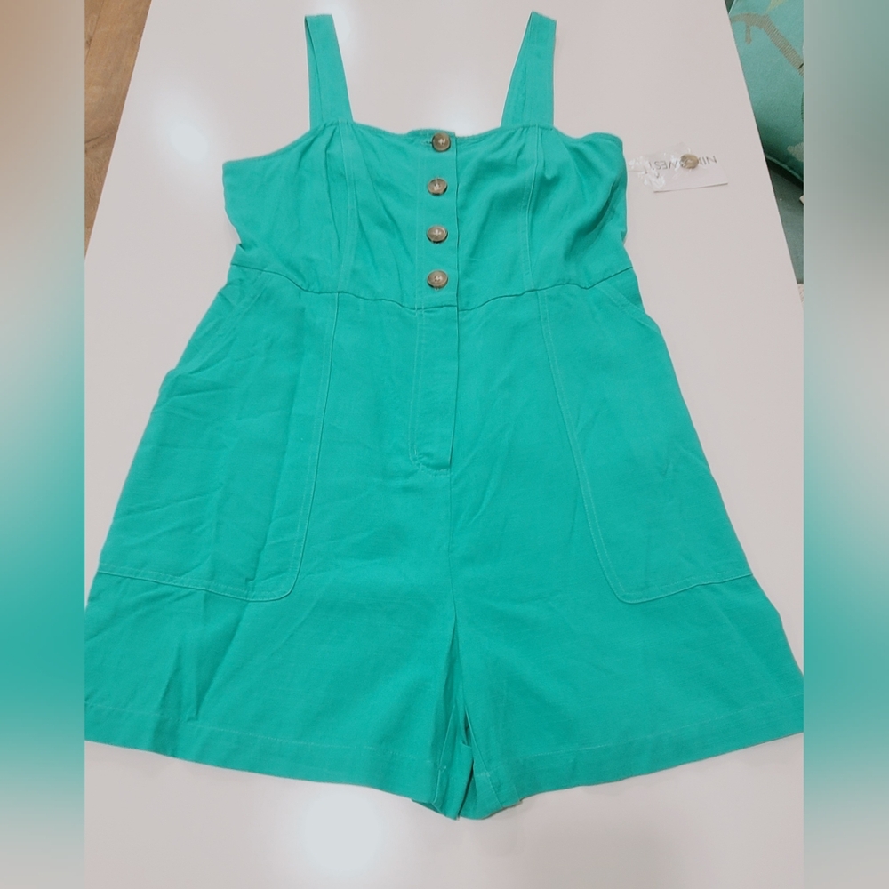 Nine West Teal Button Romper - Size Medium - Picture 10 of 17